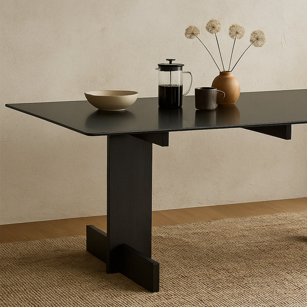 Zayle Rectangular Dining Table - Contemporary Oak Dining Table - Image 6